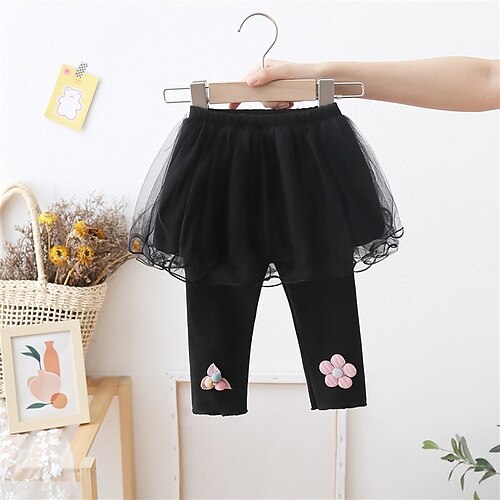 

Toddler Girls' Leggings Solid Color Cute School 3-7 Years Winter Black Dark Gray Beige / Fall