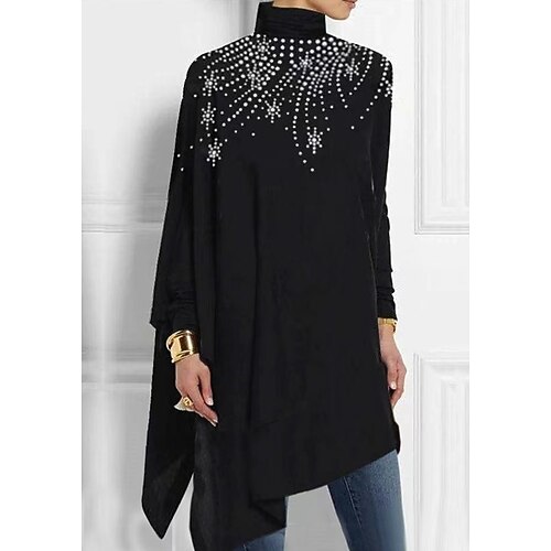 

Women's Shift Dress Black Dress Mini Dress Black Long Sleeve Print Print Winter Fall Turtleneck Stylish Modern Fall Dress 2022 S M L XL 2XL 3XL / Winter Dress