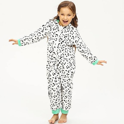 

Kid's Hoodie Kigurumi Pajamas Bathrobe Puppy Dalmatians Leopard Onesie Pajamas Flannel Cosplay For Boys and Girls Christmas Animal Sleepwear Cartoon Festival / Holiday Costumes