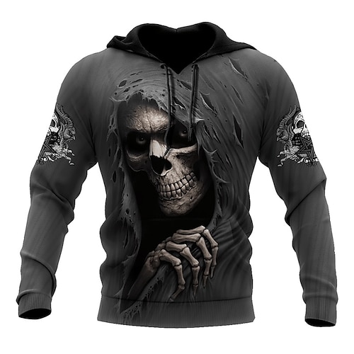 

Men's Pullover Hoodie Sweatshirt Green Wine Dark Gray Red Navy Blue Hooded Skull Graphic Prints Print Daily Sports 3D Print Basic Streetwear Designer Spring & Fall Clothing Apparel Hoodies