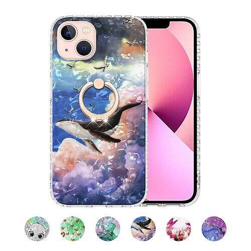 

Phone Case For Apple Back Cover iPhone 14 iPhone 13 Pro Max 12 Mini 11 X XR XS Max 8 7 Bumper Frame Ring Holder Soft Edges Cartoon Scenery Marble TPU