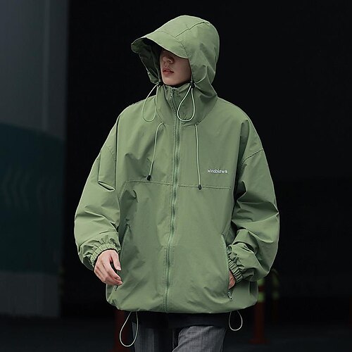 

Men's Hoodie Jacket Waterproof Rain Jacket Hiking Windbreaker Gorpcore Urban Outdoor Thermal Warm Windproof Breathable Lightweight Outerwear Trench Coat Top Hunting Fishing Climbing Green Red Black
