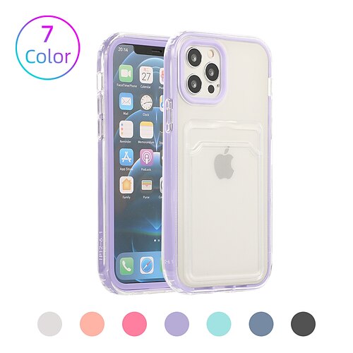 

teléfono Funda Para Apple Funda Trasera iPhone 14 Pro Max Plus 13 12 11 Mini X XR XS 8 7 Traslúcido Ranuras para tarjetas Antigolpes Transparente TPU ordenador personal