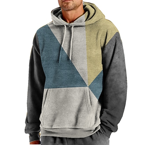 

Men's Pullover Hoodie Sweatshirt Gray Hooded Color Block Graphic Prints Print Daily Sports 3D Print Basic Streetwear Designer Spring & Fall Clothing Apparel Hoodies Sweatshirts Long Sleeve