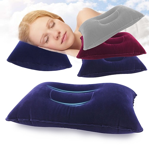 

U-shaped Pillow Travel Pillow Cervical Vertebra Pillow Thickened Flocking Lunch Break Pillow Portable Air Blowing Pillow Airplane Travel