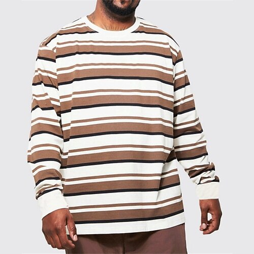 

Men's Plus Size T shirt Tee Big and Tall Graphic Crew Neck Long Sleeve Spring & Fall Basic Fashion Streetwear Comfortable Casual Sports Tops
