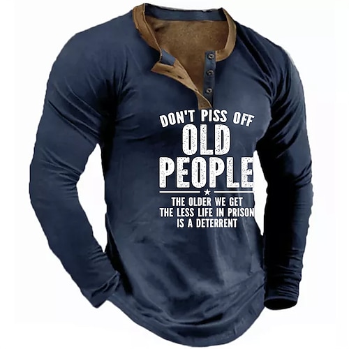 

Per uomo Camicia Henley maglietta Magliette Magliette con slogan Pop art Alfabetico Henley Blu Stampa 3D Esterno Giornaliero Manica lunga Bottone giù Stampa Abbigliamento Essenziale Originale