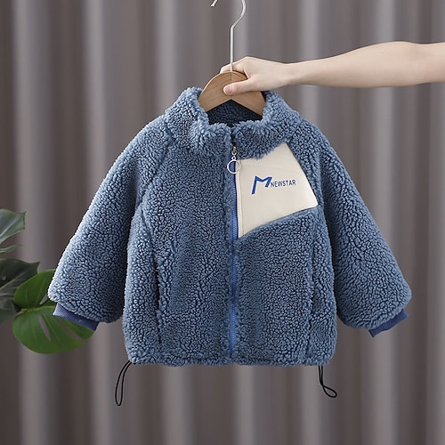 

Toddler Boys Fleece Jacket Outerwear Graphic Long Sleeve Coat Outdoor Adorable Daily Blue White Winter Fall 3-7 Years