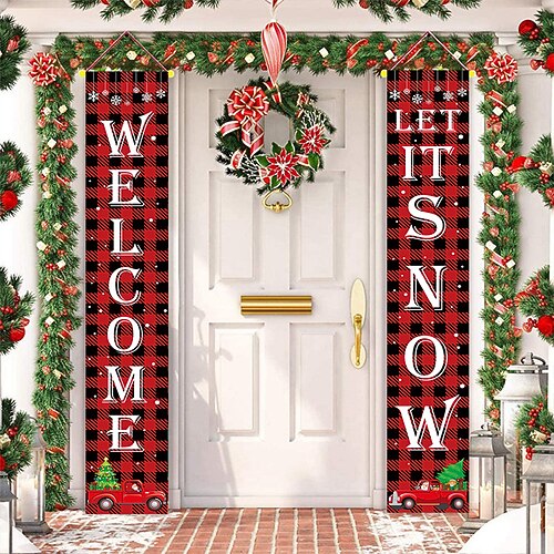 

1 Set Christmas Couplet Door Curtain Creative Decoration Hanging Flag Party Home Door and Window Decoration Banner Xmas Gift