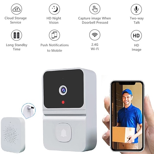 

Home Security Video Doorbell Real Time Intercom Doorbell Night Vision WiFi IP Camera Smart Alarm Z30