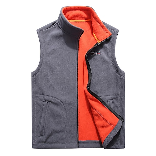 

Men's Vest Fleece Vest Warm Breathable Soft Daily Wear Going out Festival Zipper Standing Collar Basic Business Casual Jacket Outerwear Solid Colored Pocket Azure Black Gray