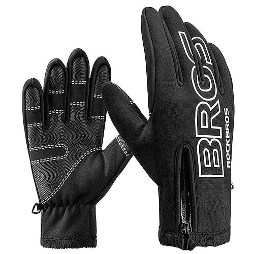 

ROCKBROS Winter Gloves Bike Gloves Cycling Gloves Touch Gloves Winter Full Finger Gloves Anti-Slip Touchscreen Thermal Warm Waterproof Sports Gloves Road Cycling Camping / Hiking Leisure Sports Black