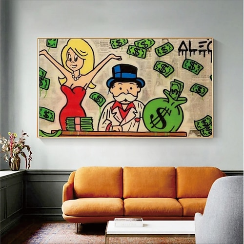 

Handmade Hand Painted Oil Painting Abstract Alec Monopoly Painting Wall Street Art Modern Home Decoration Decor Rolled Canvas No Frame Unstretched