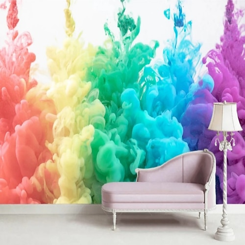 

3D Mural Wallpaper Colorful Smoke Wall Sticker Covering Print Peel and Stick Removable PVC/Vinyl Material Self Adhesive/Adhesive Required Wall Decor Wall Mural for Living Room Bedroom