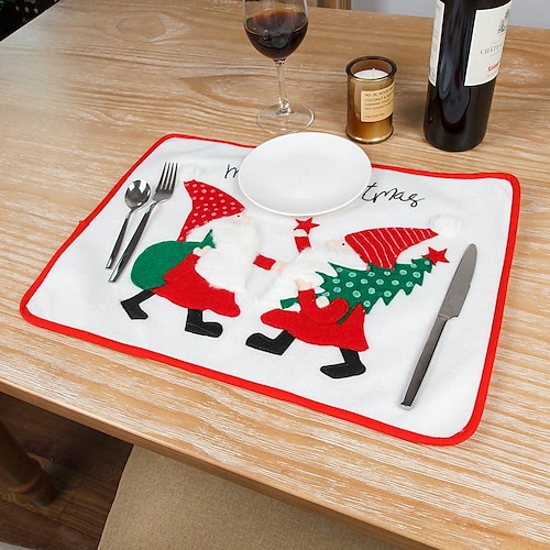 

Christmas Placemat Christmas Forest Old Man Decoration Thickened Insulation Table Mat Western Placemat Coaster Tablecloth