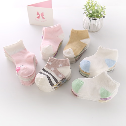 

Baby Unisex 5 Pairs Socks Multicolor Purple Pink Striped Print Winter Fall Cute Daily 1-4 Years