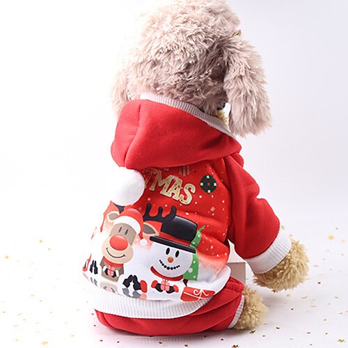 Weihnachtsmann Hundekostüm – Warme Baumwoll-Overalls Für Kleine & Mittlere Hunde – Mit Kapuze