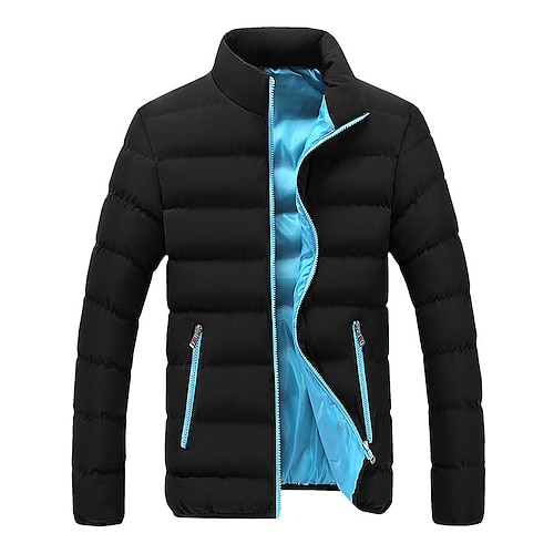 

Men's Puffer Jacket Winter Jacket Quilted Jacket Winter Coat Breathable Outdoor Street Daily Solid Color Outerwear Clothing Apparel Streetwear Sporty Green Blue Red