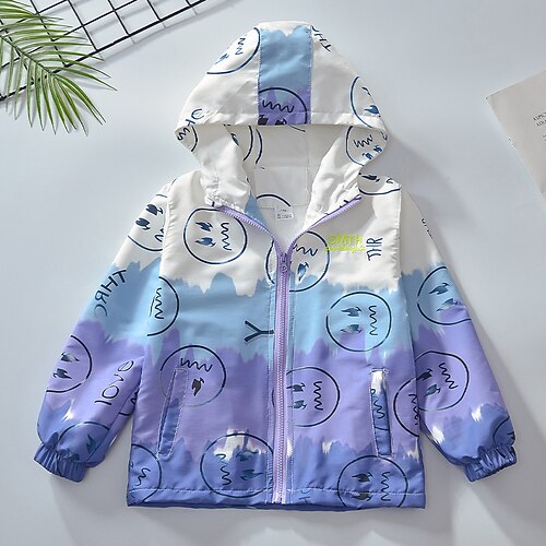 

Kids Boys Coat Outerwear Graphic Long Sleeve Coat School Adorable Green Purple Winter Fall 7-13 Years