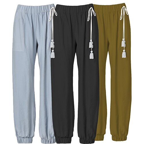 

Women's Joggers Pants Trousers Brown Retro Gray Black Fashion Street Casual Daily Full Length Comfort Plain S M L XL XXL