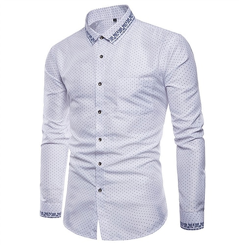 

Men's Dress Shirt Polka Dot Graphic Prints Turndown White Outdoor Daily Long Sleeve Button-Down Clothing Apparel Streetwear Designer Simple Casual