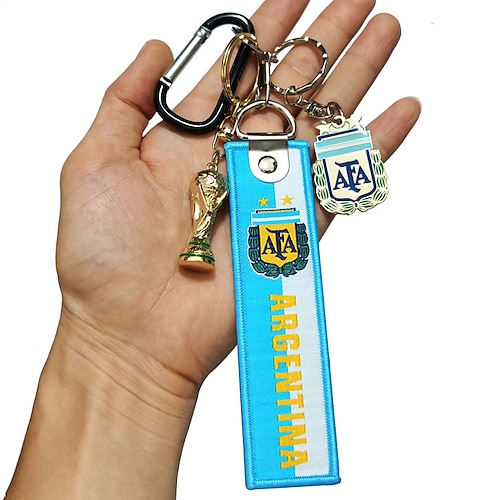

4 Pcs World Cup Spain Netherlands Germany Brazil Argentina Portugal Football Cup Keychain Small pendant
