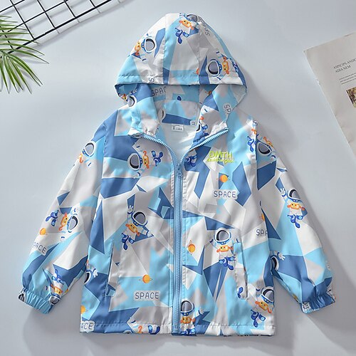 

Kids Boys Hoodie Jacket Outerwear Letter Long Sleeve Coat Outdoor Cotton Daily Blue Yellow Fall Spring 7-13 Years