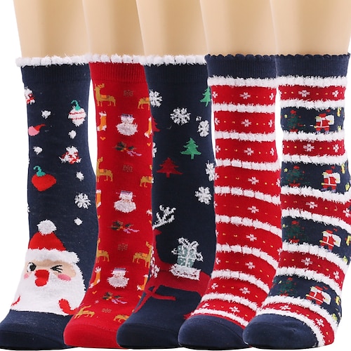 

Men's Women's Crew Socks Christmas Daily Multi Color Cotton Sporty Simple Casual 3 Pairs