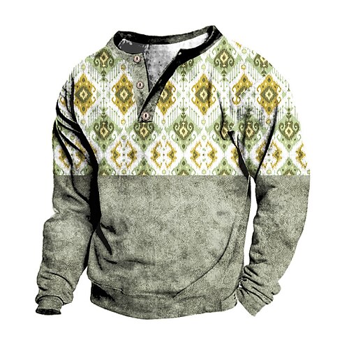 

Men's Sweatshirt Pullover Blue Light Green Khaki Brown Tribal Graphic Prints Print Casual Daily Sports 3D Print Basic Streetwear Designer Spring Fall Clothing Apparel Hoodies Sweatshirts Long