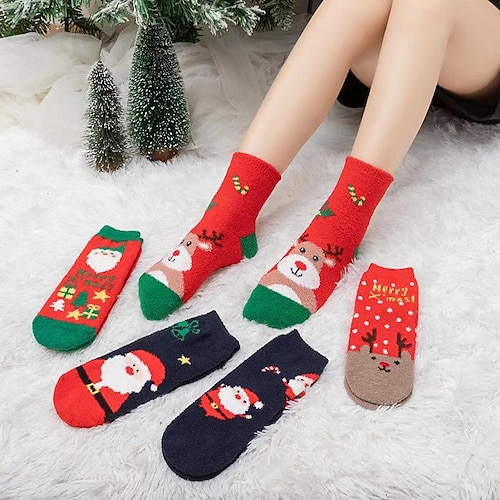 

Women's Crew Socks Party Christmas Multi Color Spandex Nylon Casual Classic Warm Cute 1 Pair