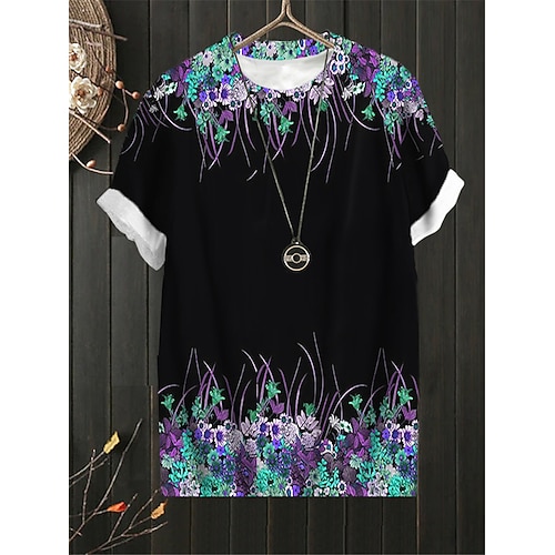 

Women's Plus Size Tops T shirt Tee Floral Print Short Sleeve Crewneck Streetwear Daily Sports Cotton Spandex Jersey Spring Summer Green Blue