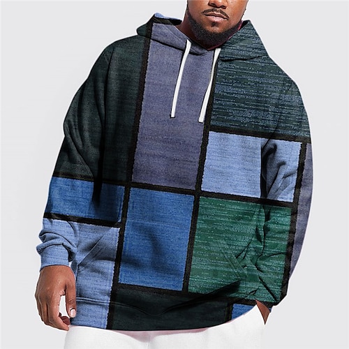 

Per uomo Plus Size Felpa con cappuccio pullover Grande e alto Color Block Con cappuccio Manica lunga Primavera & Autunno Essenziale Di tendenza Streetwear Comodo Da tutti i giorni Da mare Top