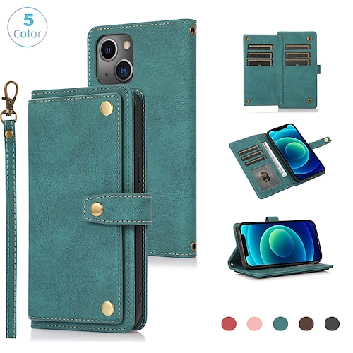 

Phone Case For Apple Wallet Card iPhone 13 Pro Max 12 Mini 11 X XR XS Max 8 7 Wallet Magnetic Full Body Protective Solid Colored PU Leather