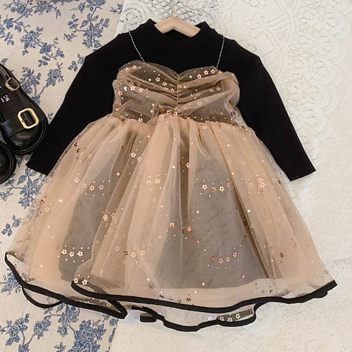

Kids Girls' Dress Floral Party Dress Dress Formal Crewneck Cotton Long Sleeve Princess Dress 2-8 Years Winter Black / Fall