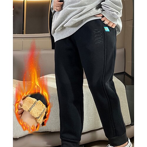 

Women's Plus Size Fleece Pants Sweatpants Embroidered Pocket Letter Sporty Chino Daily Vacation High Full Length Winter Fall Black Gray L XL XXL 3XL 4XL / Cotton / Chinos