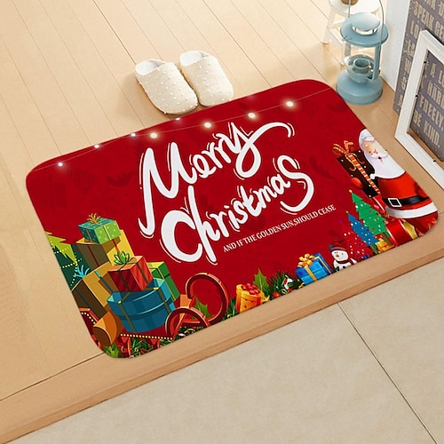 

Christmas Doormat Santa Gift Indoor or Outdoor Holiday Mats for Living or Dining Room, Bedroom and Kitchen Area