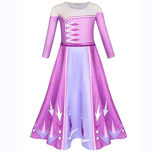 

Kids Girls' Frozen Elsa Dress Graphic Party Dress Formal Performance Ruched Crewneck Purple Long Sleeve Princess Beautiful Dresses Winter Fall Regular Fit 3-10 Years