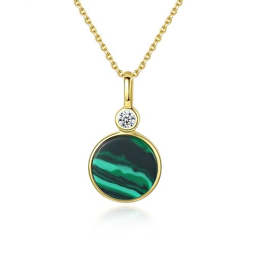 

Necklace Clear Malachite S925 Sterling Silver Women's Fashion Simple Classic Cute Wedding Round Necklace For Party Gift