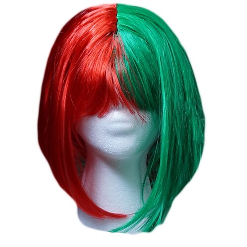 

parrucche per feste di natale parrucca bob rossa e verde