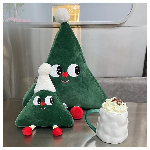 

Christmas Throw Pillow Covers Cartoon Plush Christmas Trees Gold Foil Pillowslips Velvet Square Pillowcases Home Bed Sofa Room Decor