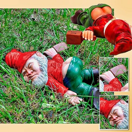 

Creative Drunk Garden Gnome Patio Ornament Funny Rude Drunken Disorderly Statue Figurine Garden Accessories Decoration