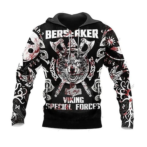 

Men's Unisex Pullover Hoodie Sweatshirt Black Hooded Animal Graphic Prints Print Sports & Outdoor Daily Sports 3D Print Basic Streetwear Casual Spring & Fall Clothing Apparel Hoodies Sweatshirts