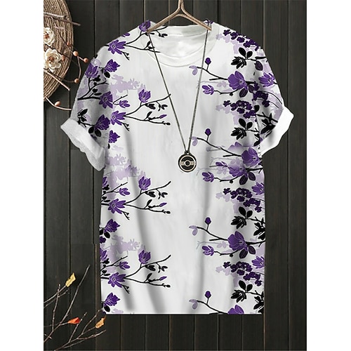 

Women's Plus Size Tops T shirt Tee Floral Print Short Sleeve Crewneck Streetwear Daily Sports Cotton Spandex Jersey Spring Summer Green Blue
