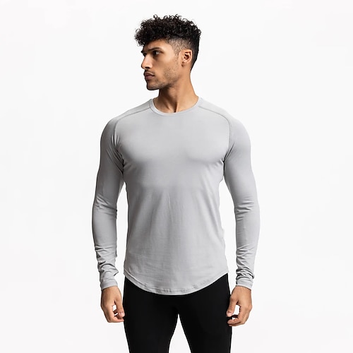 

Men's Workout Shirt Workout Tops Long Sleeve Tee Tshirt Casual Athleisure Winter Cotton Breathable Soft Fitness Gym Workout Running Sportswear Activewear Solid Colored Black Rosy Pink Army Green