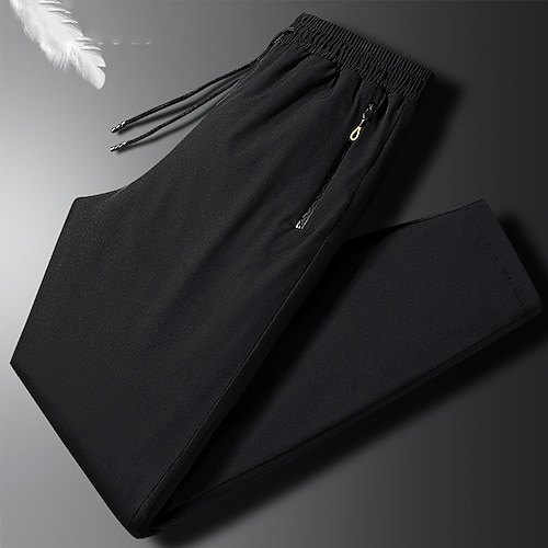 

Men's Winter Pants Down Pants Trousers Casual Pants Drawstring Elastic Waist Solid Color Comfort Warm Casual Daily Streetwear Cotton Blend Sports Fashion Grey Black Micro-elastic