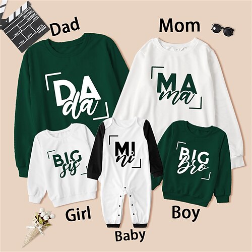 

Family Look Family Sets Sweatshirt Letter Crewneck Multicolor Long Sleeve Daily Matching Outfits