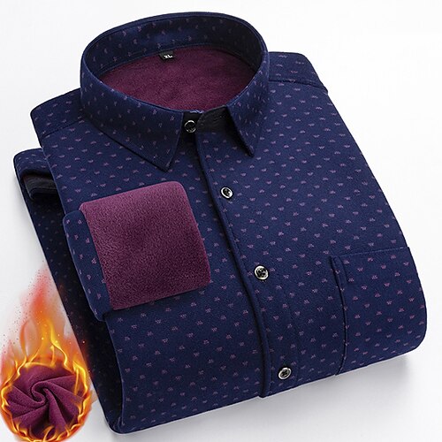 

Men's Fleece Shirt Dress Shirt Plaid Turndown Blue Royal Blue Red Navy Blue Light Blue Outdoor Street Long Sleeve Button-Down Clothing Apparel Fashion Breathable Comfortable / Winter / Winter / Fall