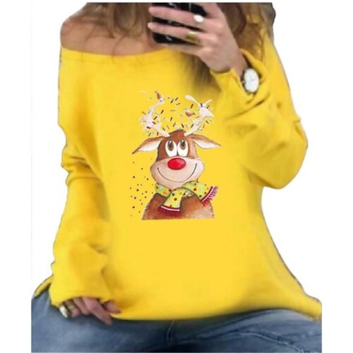 

Reindeer Masquerade Ugly Christmas Sweater / Sweatshirt Women's Christmas Christmas Carnival Masquerade Adults Party Christmas Polyester Top
