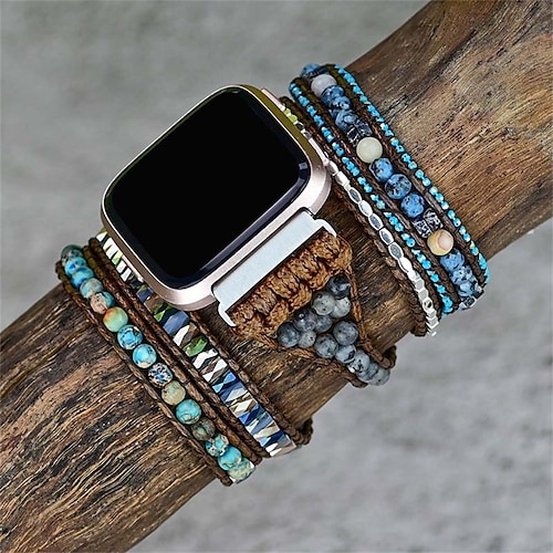 

1PC Smart Watch Band Compatible with Fitbit Versa 3 / Sense Versa 2 / Versa / Versa Lite Fabric Smartwatch Strap Handmade Multilayer Adjustable Handmade Braided Rope Replacement Wristband