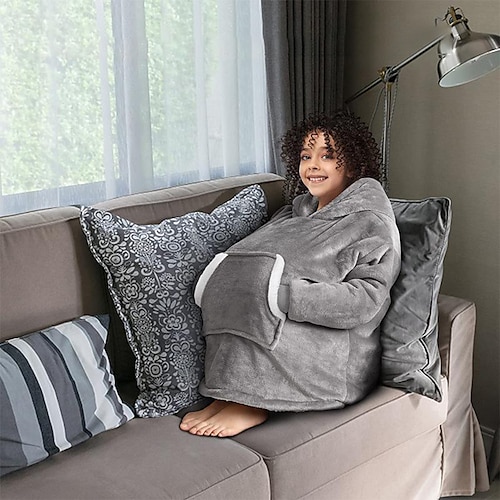 

Ovesized Wearable Blanket Hoodie, Sherpa Fleece Blanket for Women Men Flannel Sherpa Soft Warm Cozy Blanket Jacket Sweater Gift for Adult Teens One Size